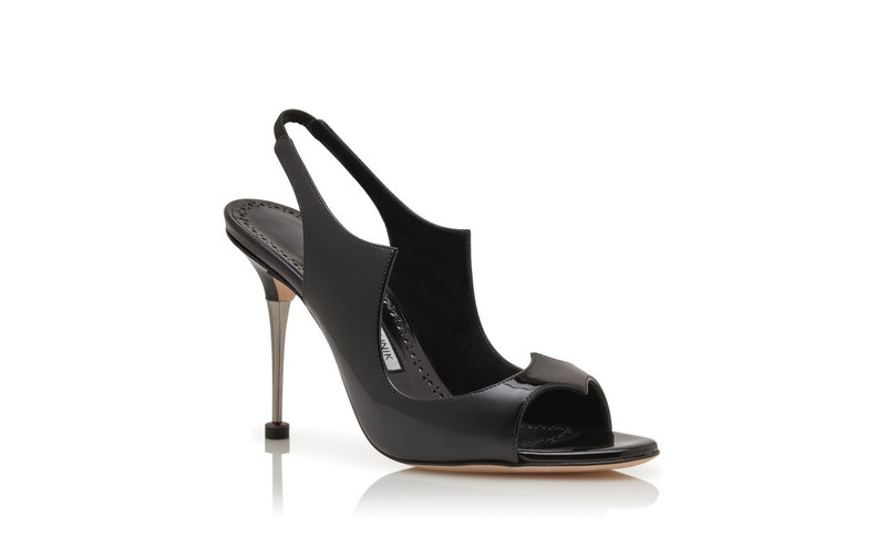 Black Patent Leather Slingback Sandals 3