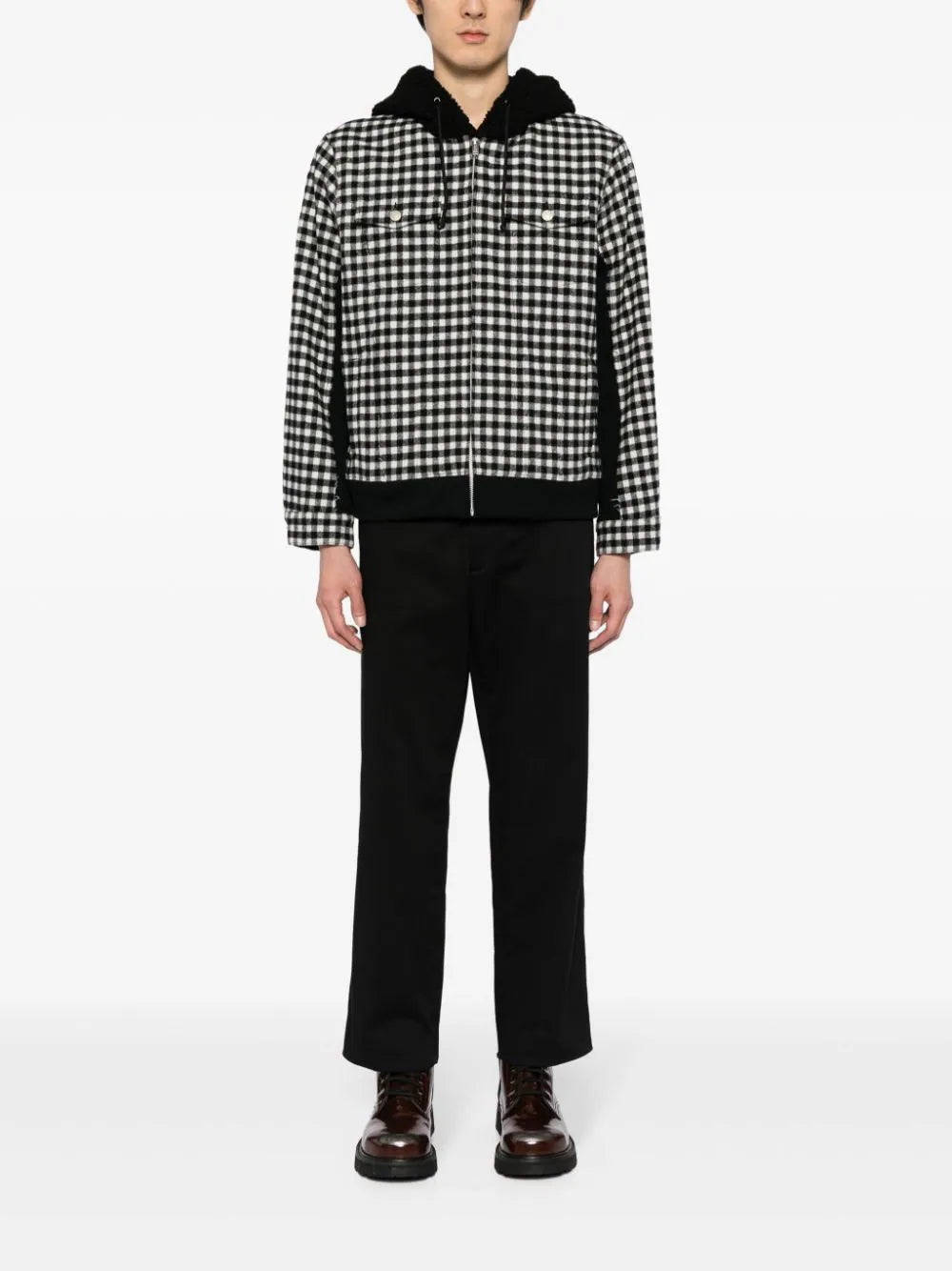 CHECK-PRINT HOODED JACKET - 2