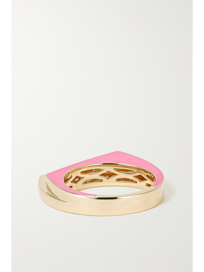 Handcuff 14-karat Gold, Diamond And Enamel Ring 3
