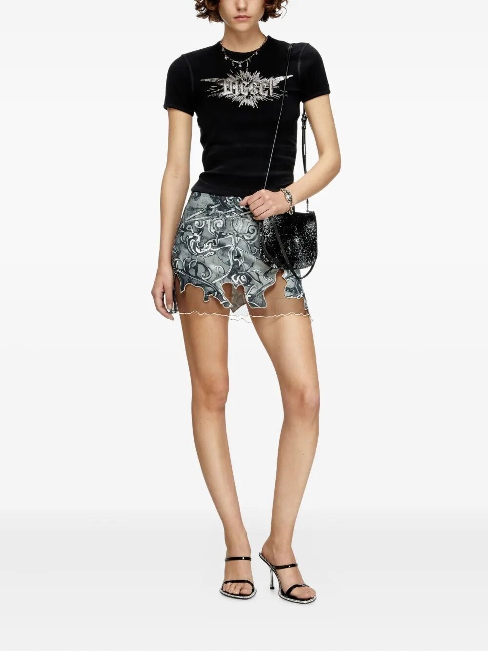`T-Ele-Long-P2` T-Shirt With `Winged Diesel Foil` Print - 2