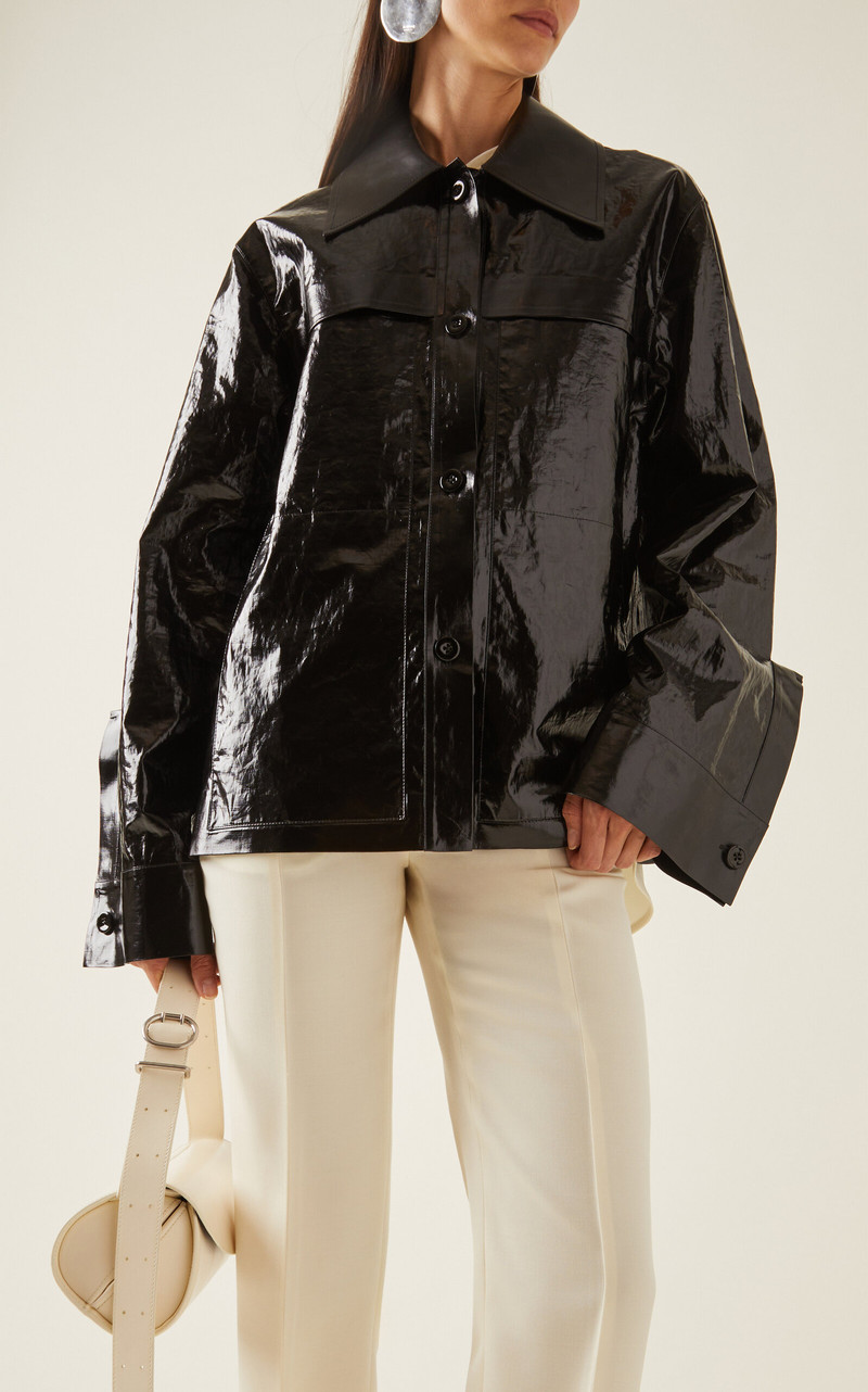 Jil Sander Coated Linen Sport Jacket black outlook