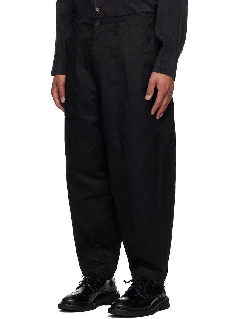 Comme des Garçons Homme Black Cotton Twill Garment Treated Trousers outlook