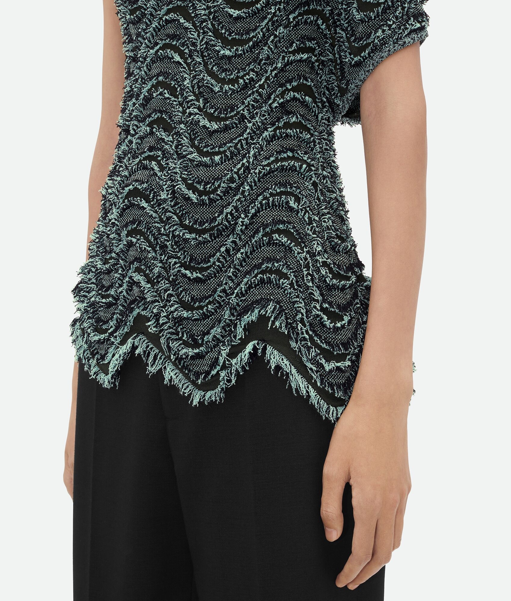 Textured Viscose Top With Weaved Fringes - 4
