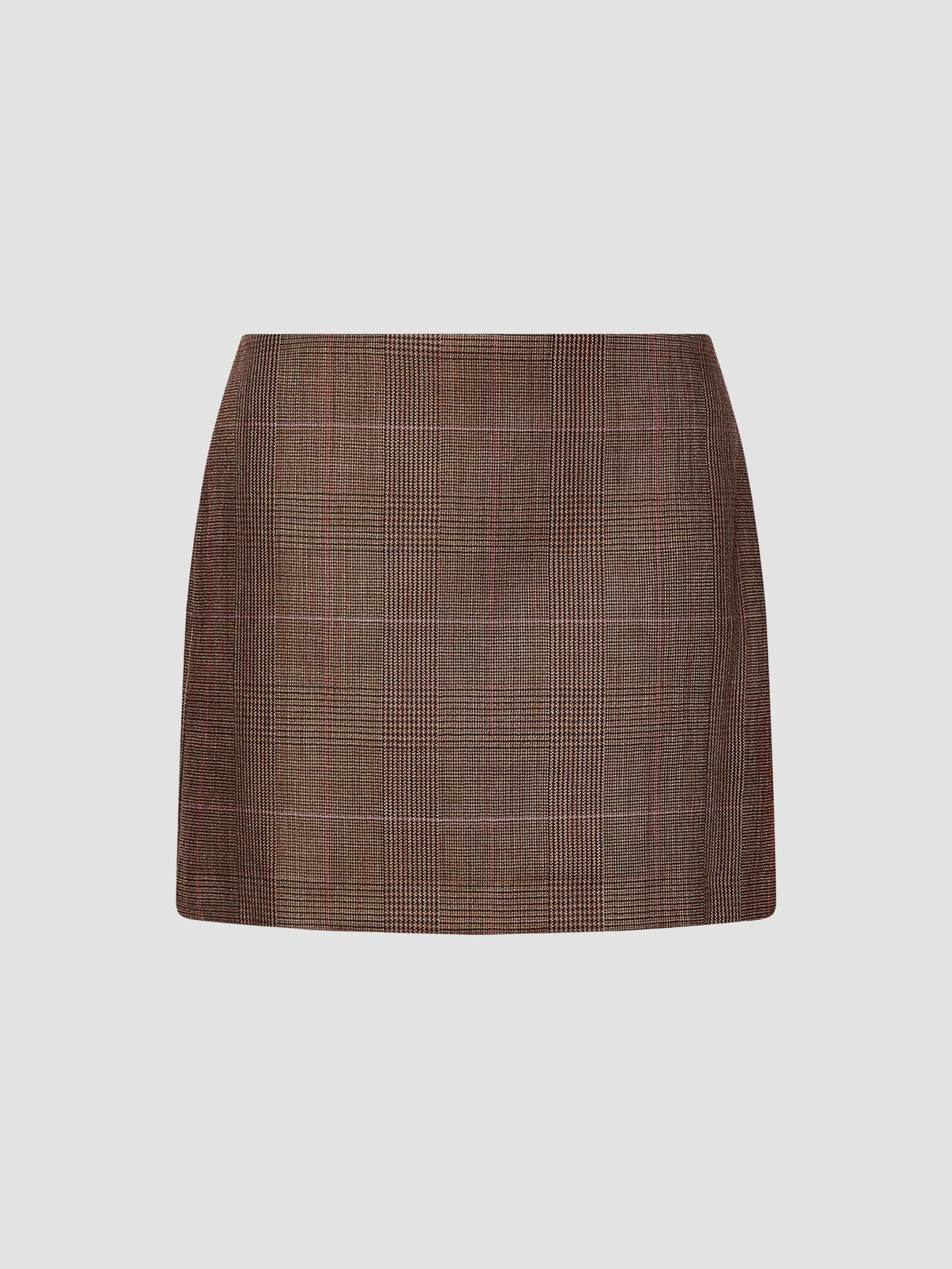 Women's Darted Mini Skirt - Brown - 1
