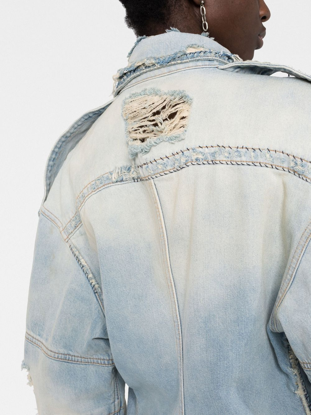 distressed denim jacket - 5