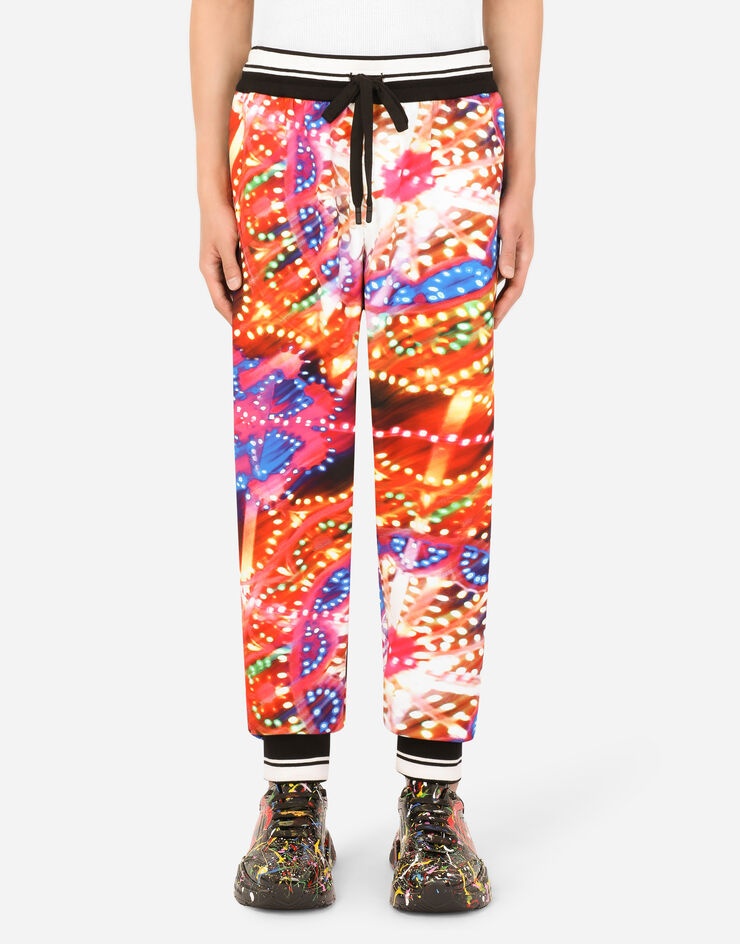 Illumination-print jogging pants with DG logo - 1