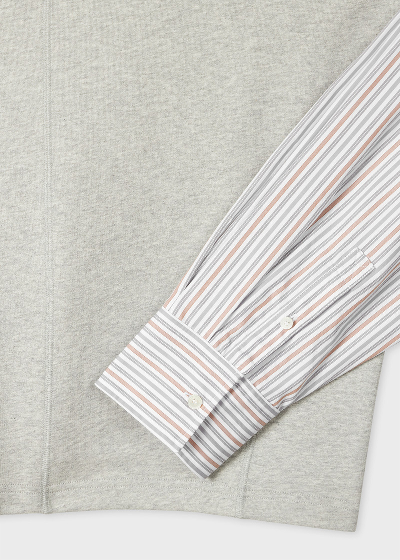 Paul Smith Women's Grey Sweatshirt with Striped Shirt Sleeves outlook
