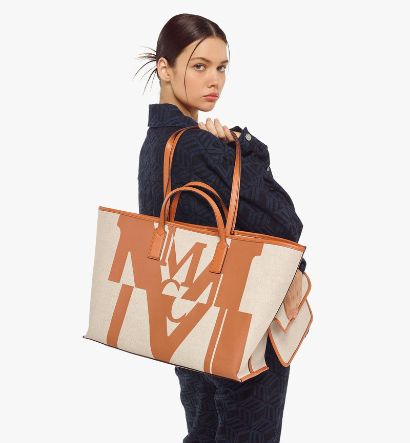 MCM Aren Shopper in Logo Glitch Canvas outlook