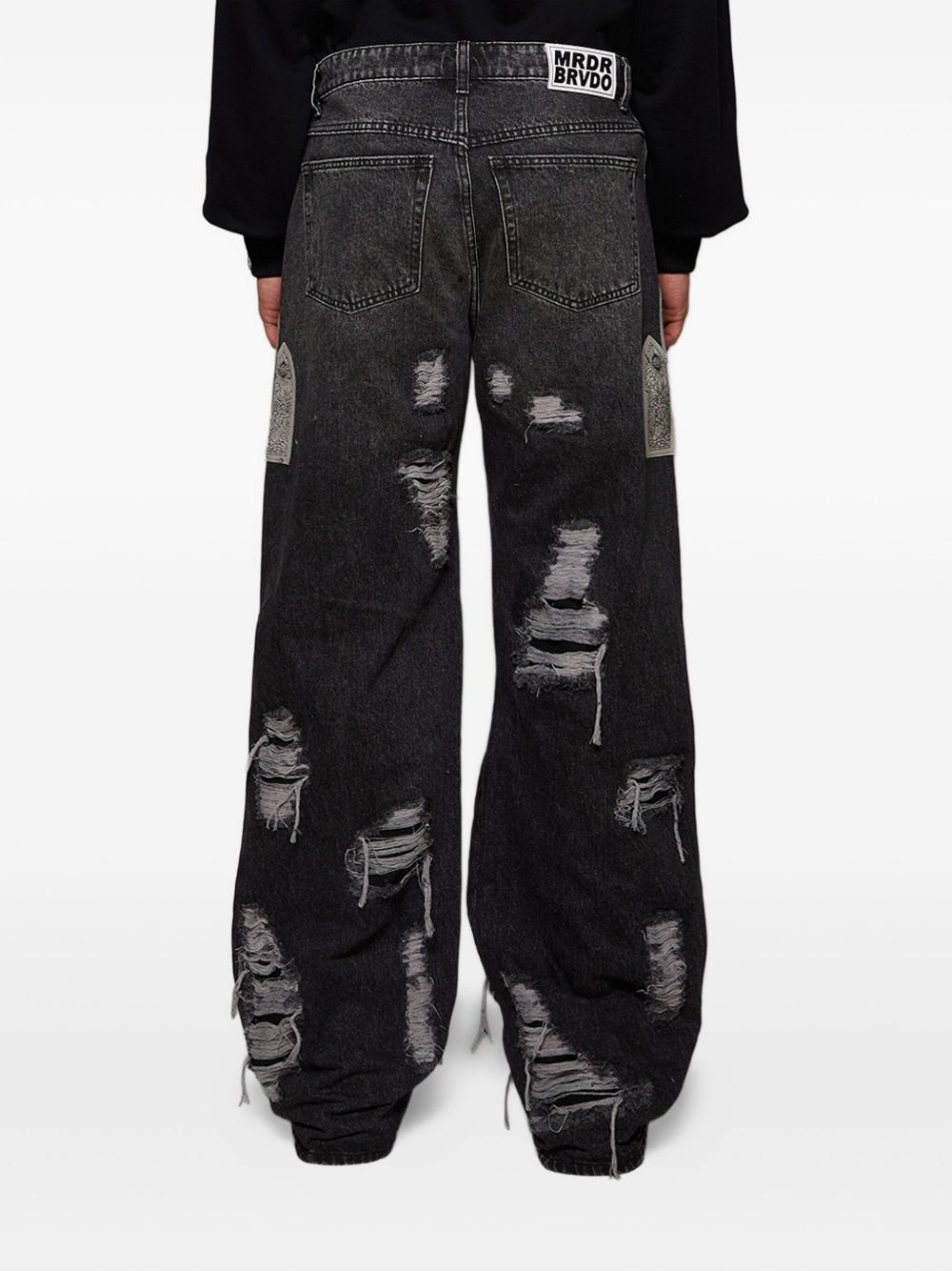 distressed wide-leg jeans - 4