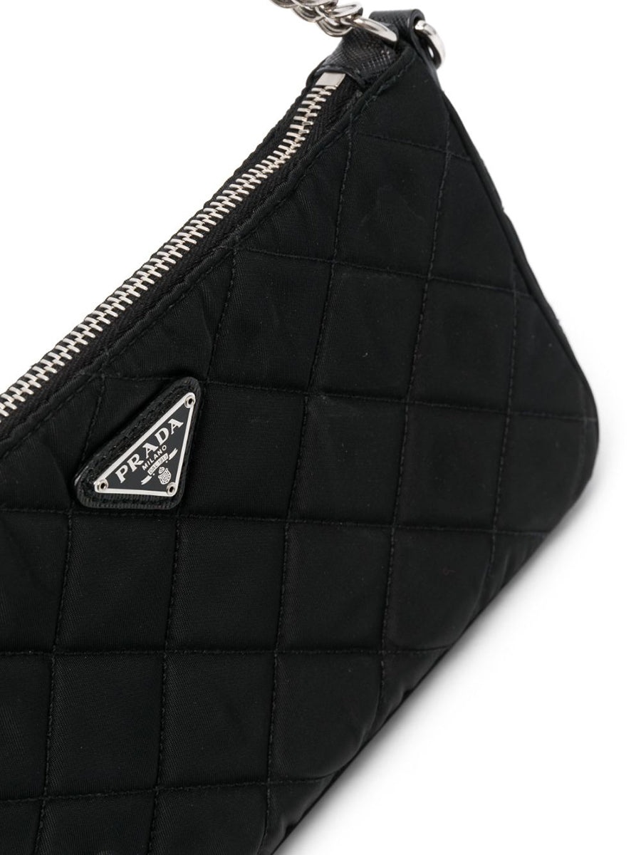 Prada Tessuto Nylon Quilted Chain Crossbody Bag in Black - 2