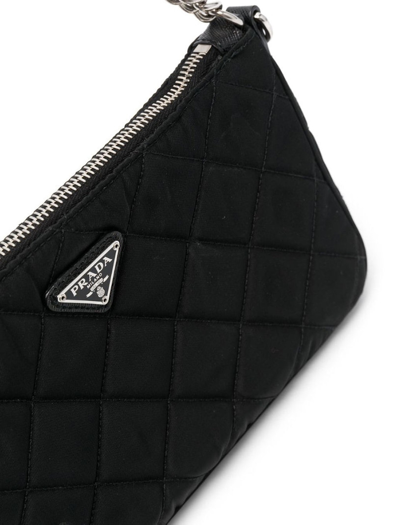 Prada Prada Tessuto Nylon Quilted Chain Crossbody Bag in Black outlook