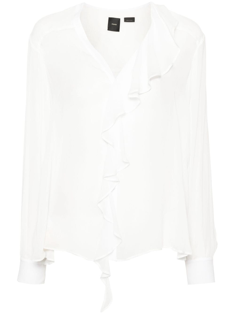 ruffle-trim georgette blouse - 1