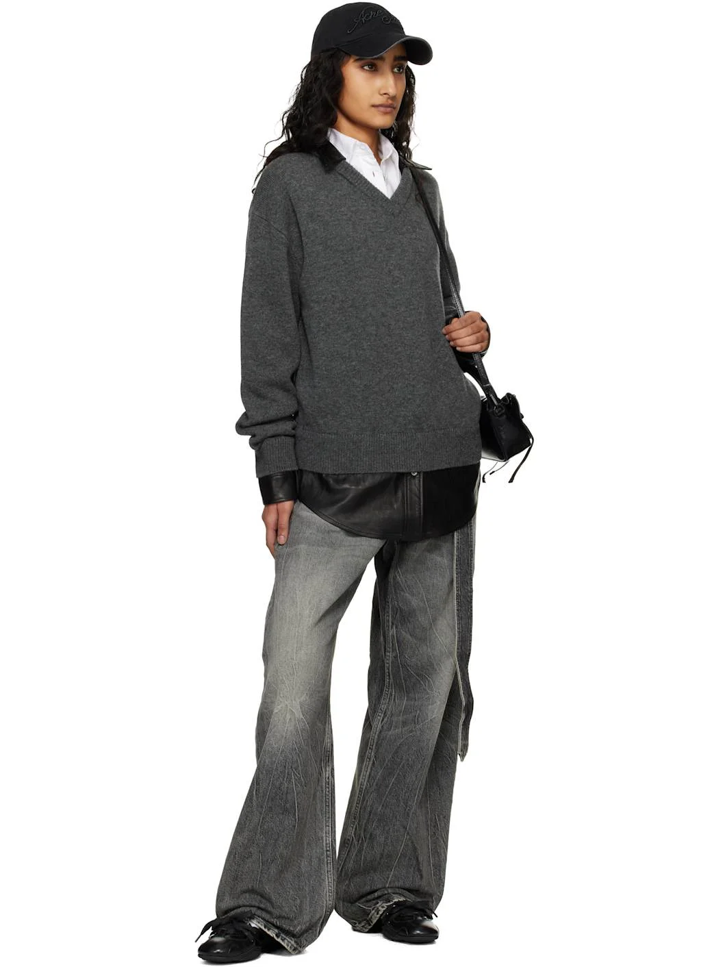 Black Embroidered Logo Cap - 1