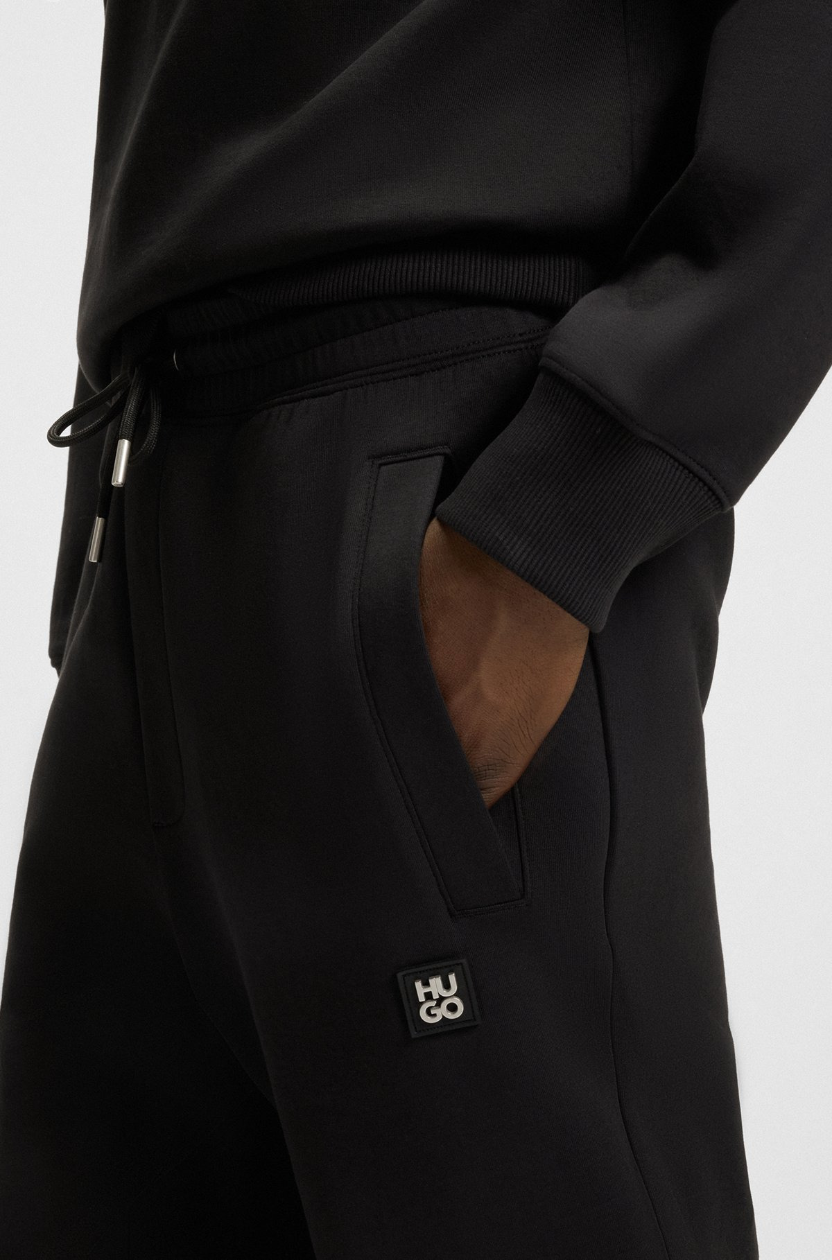 COTTON TRACKSUIT BOTTOMS WITH STACKED LOGO - 2