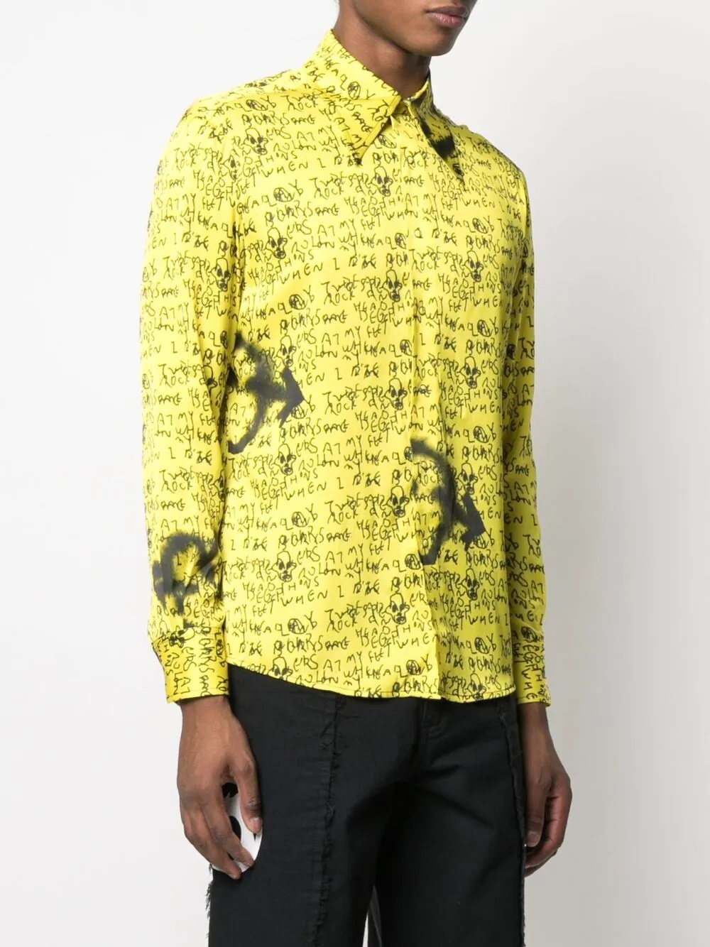 long-sleeved graphic-print shirt - 3