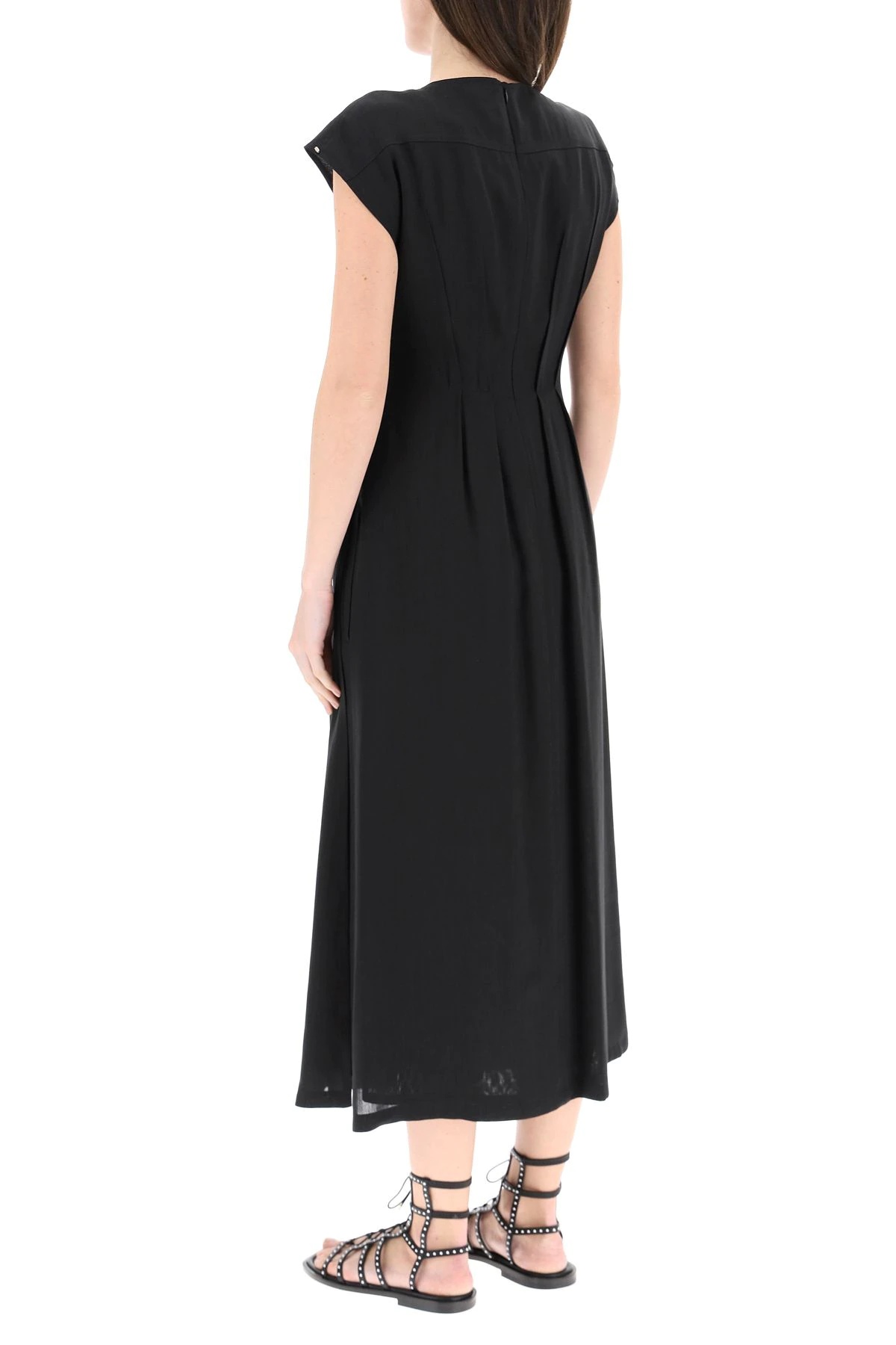 RAMIE AND VISCOSE MIDI DRESS - 4