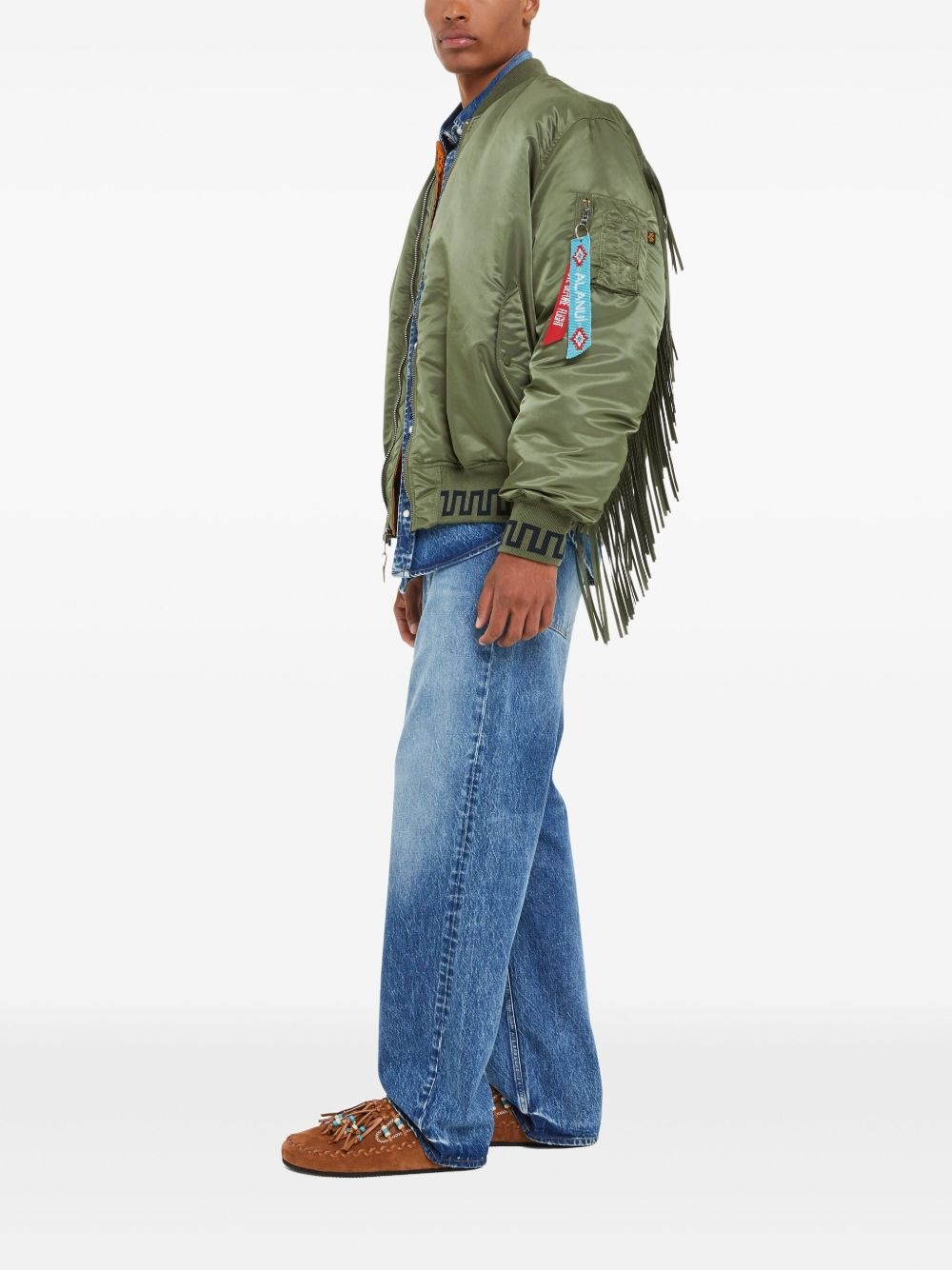 x Alpha Industries fringe-detailing bomber jacket - 4