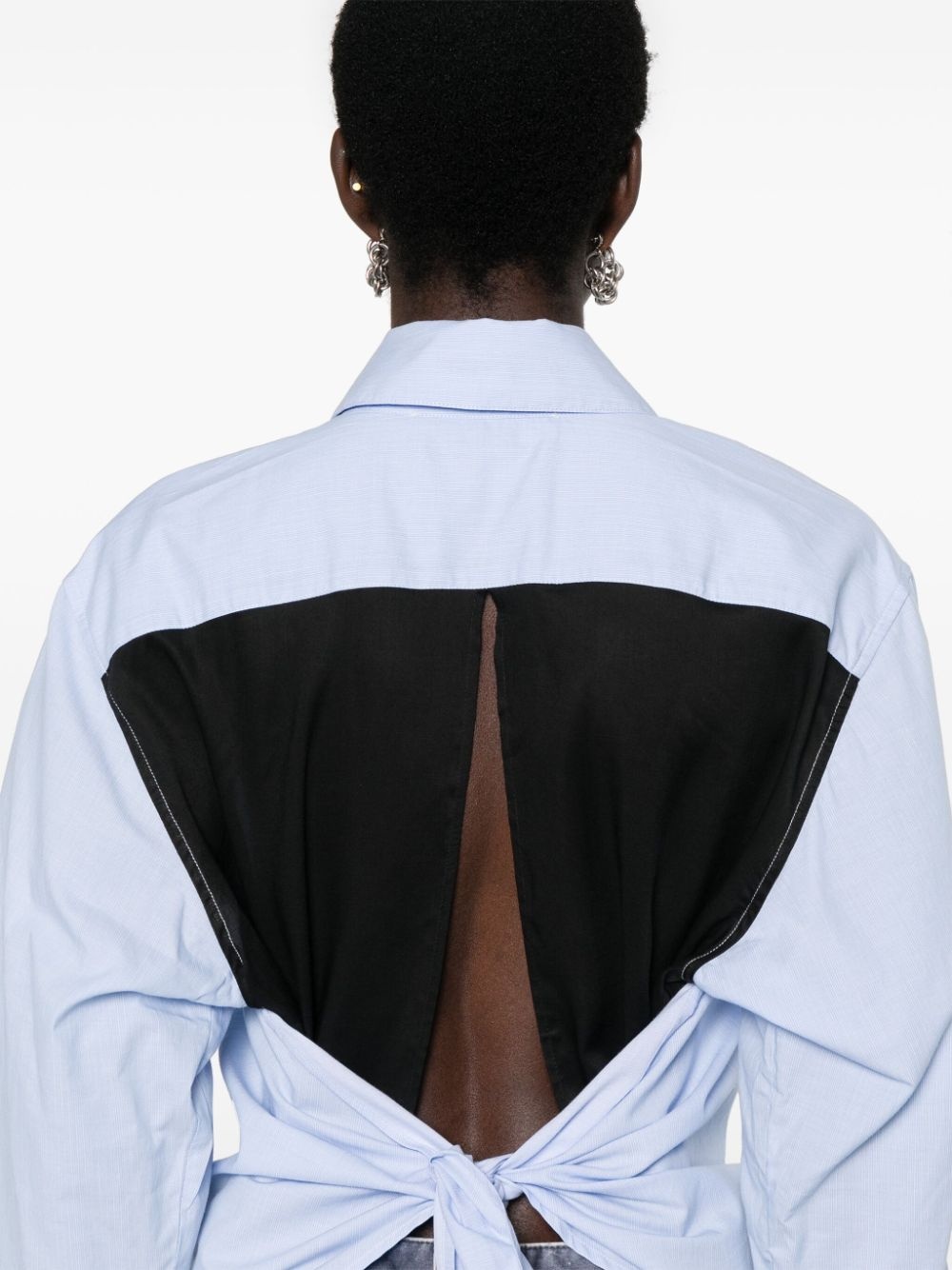 contrast striped cotton shirt - 5