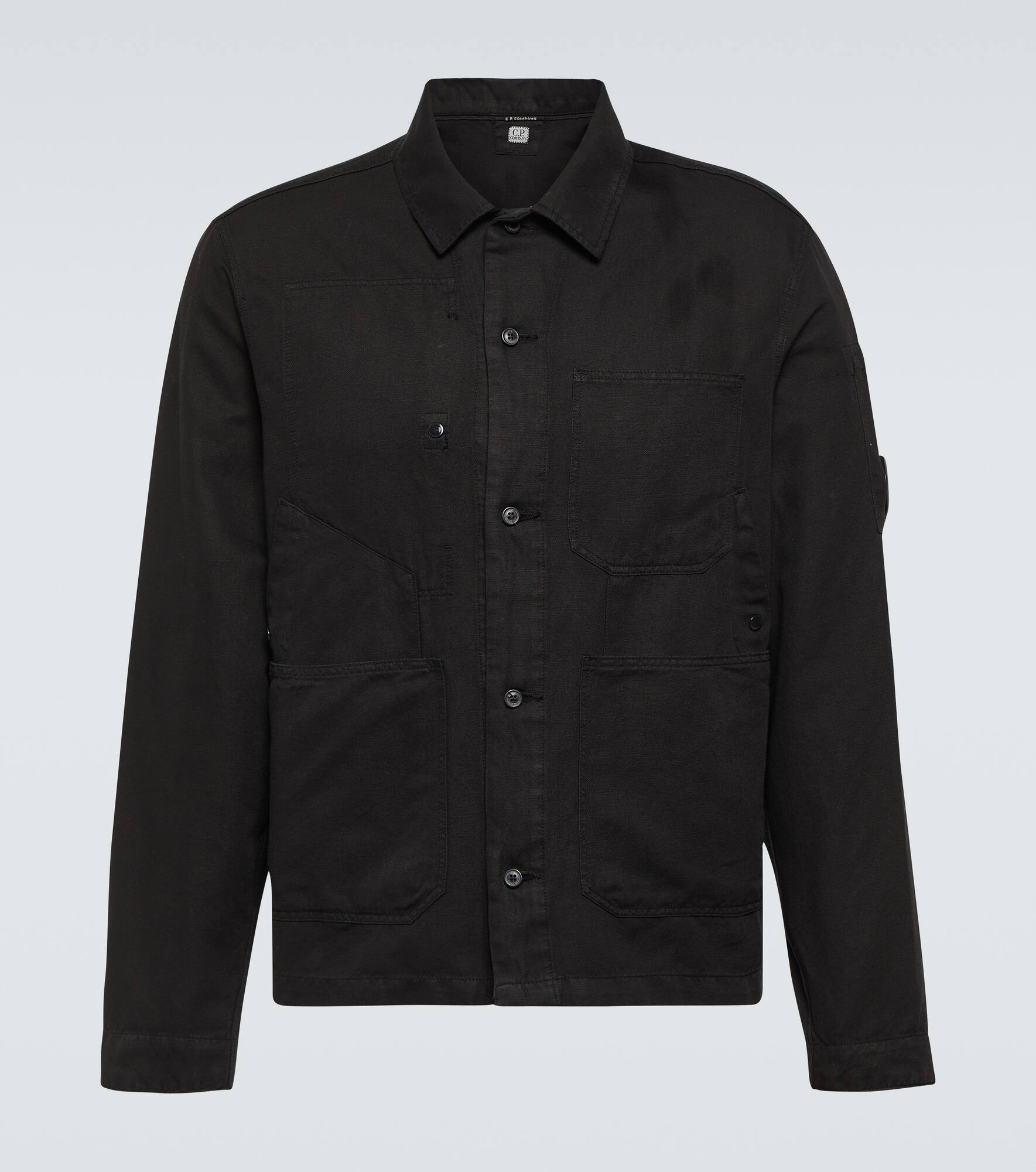 Single-breasted cotton and linen overshirt - 1