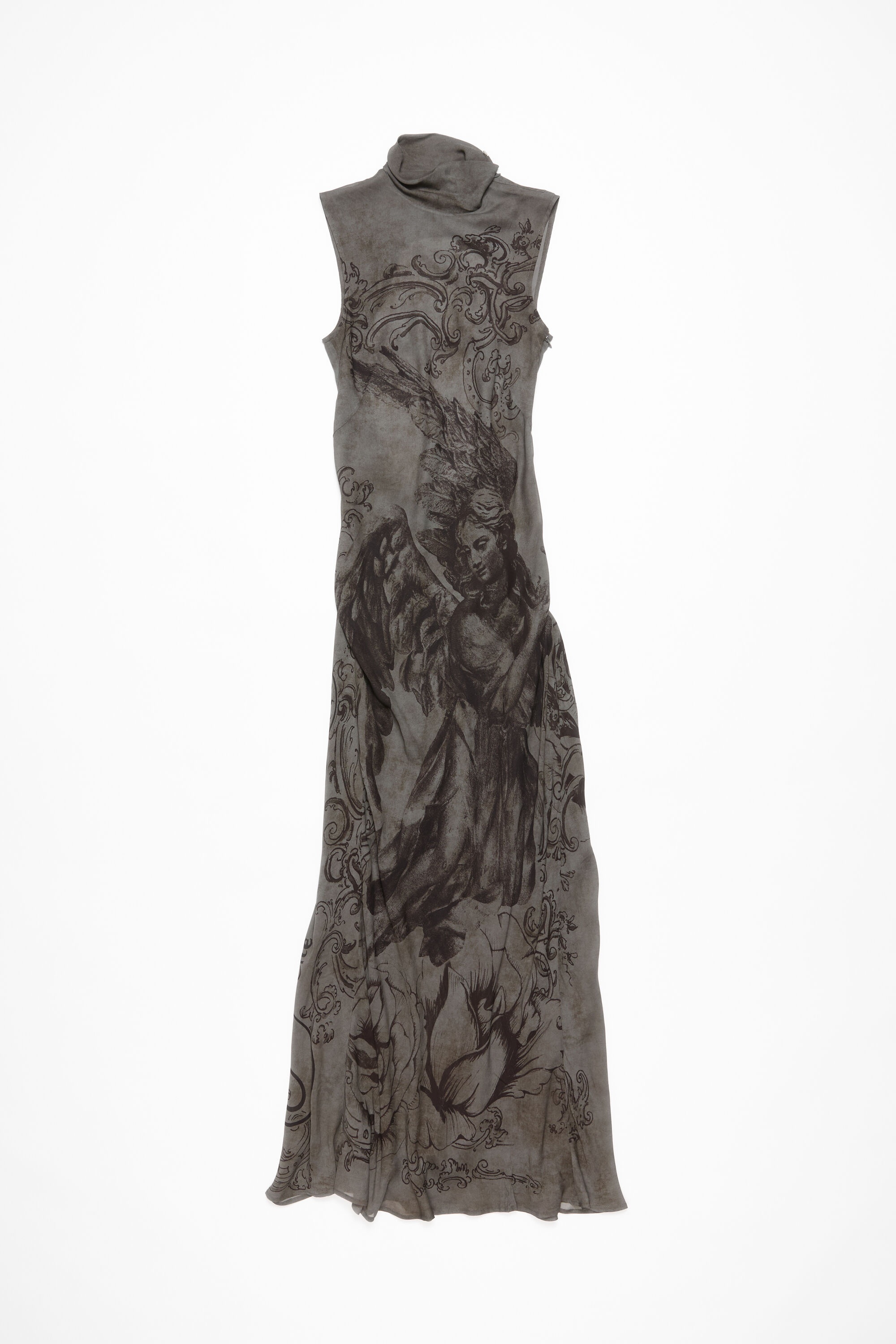 Printed mesh dress - Mud grey - 6