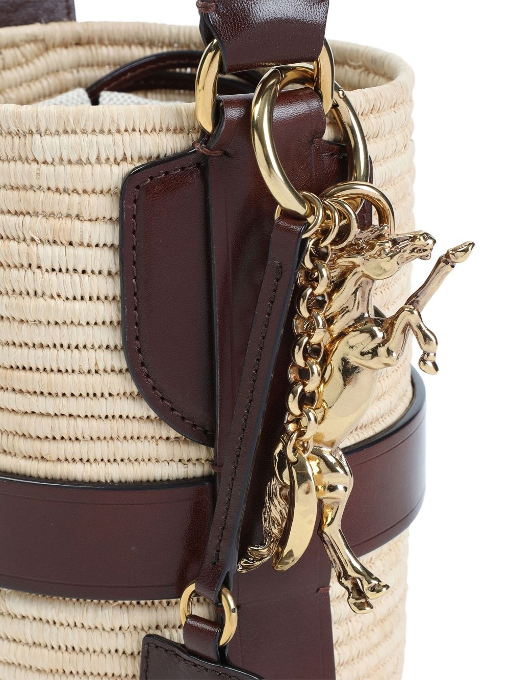 logo raffia shoulder bag - 4
