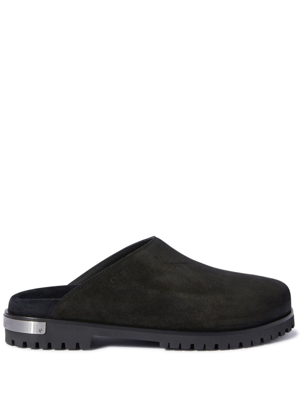 metal-logo suede clogs - 1