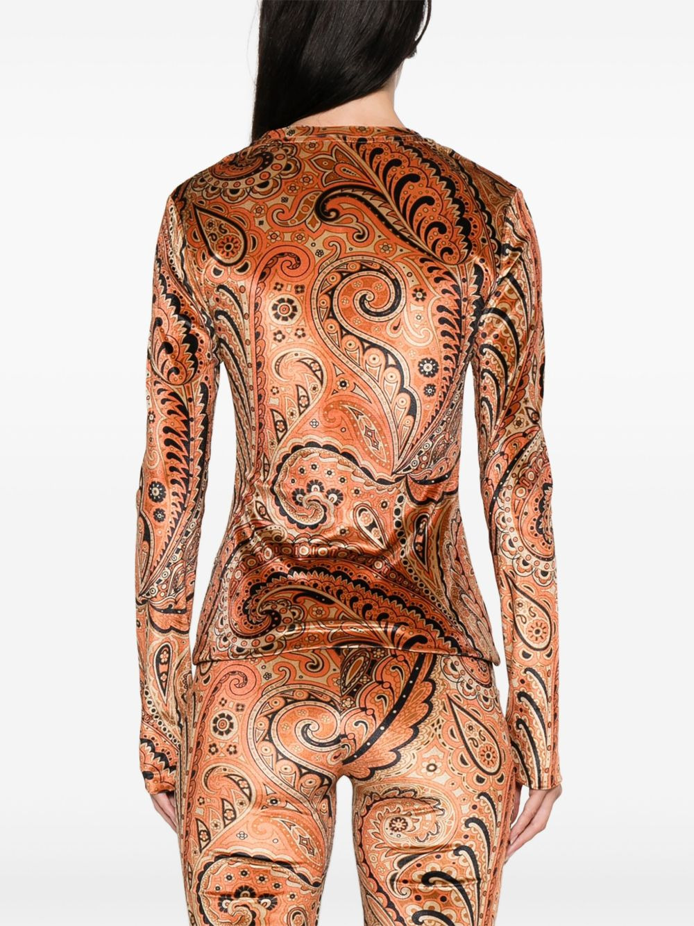 paisley-print velvet top - 4