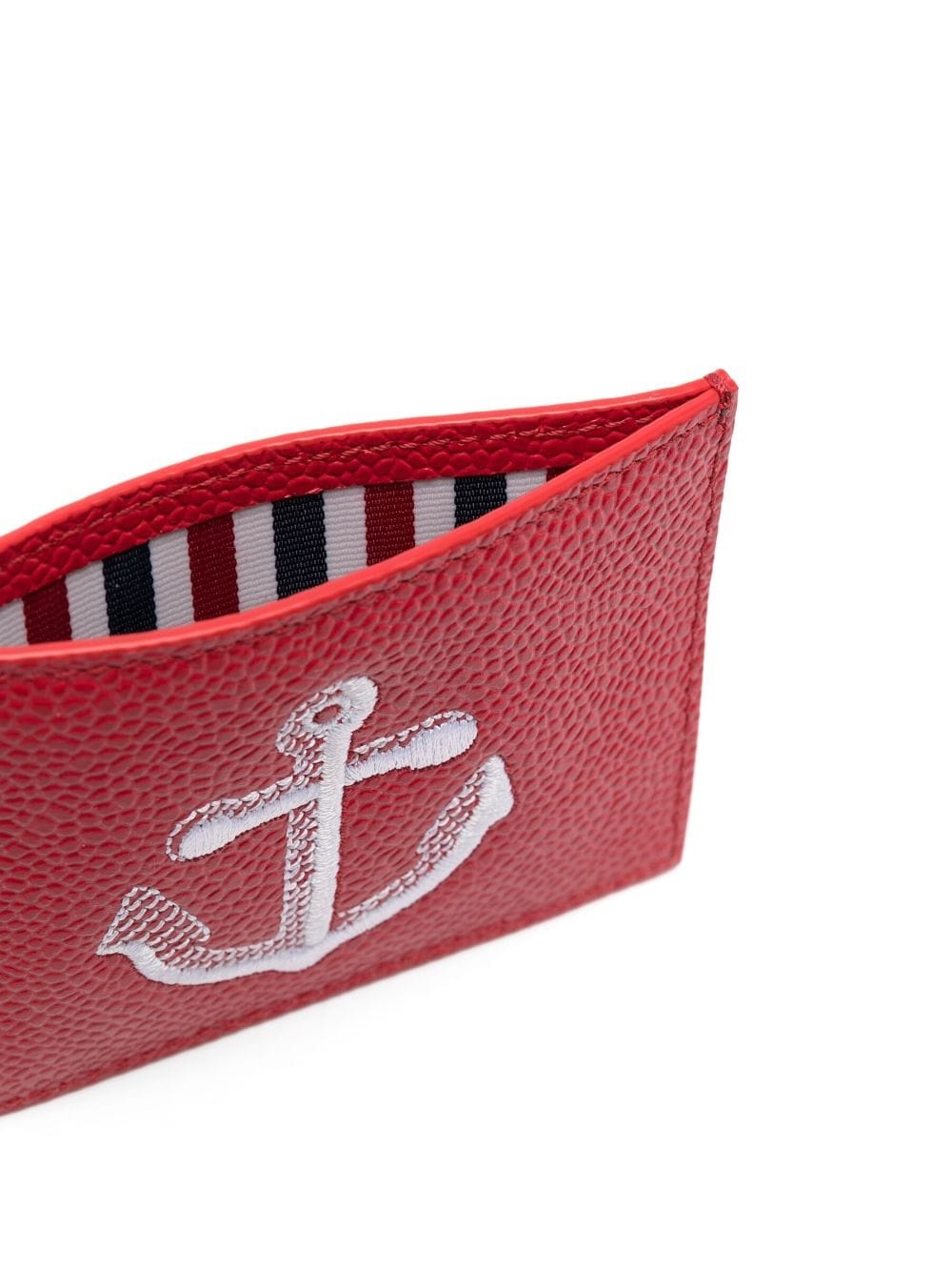 anchor-embroidered leather cardholder - 3