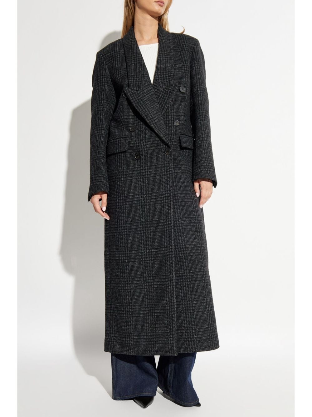 check-pattern coat - 3