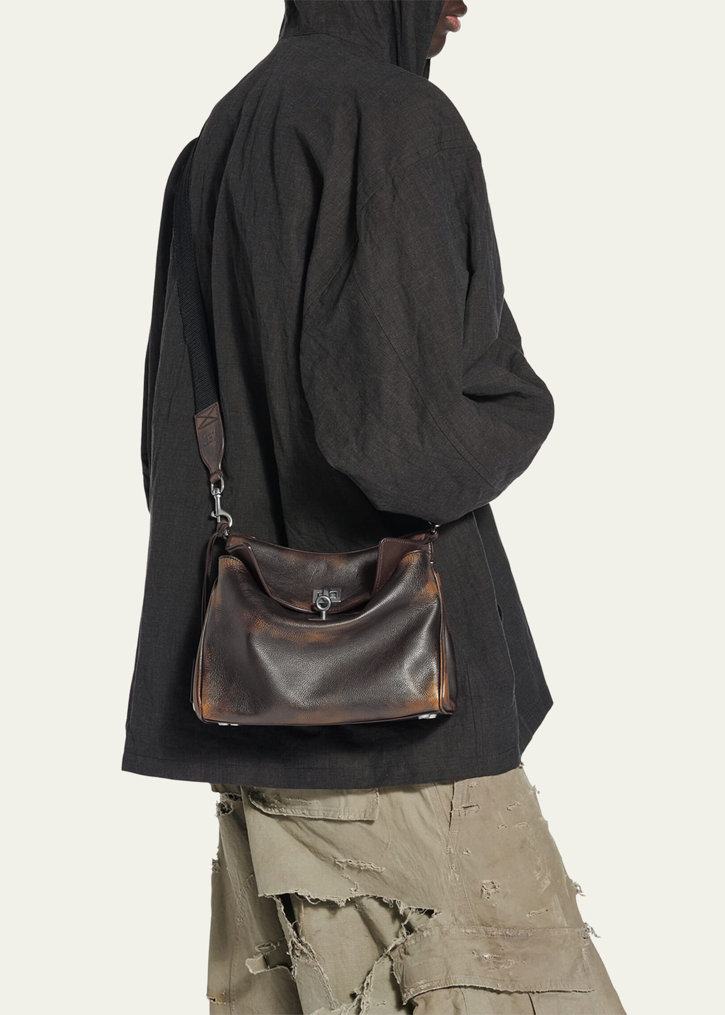 Men's Rodeo Small Calfskin Messenger Bag - 2