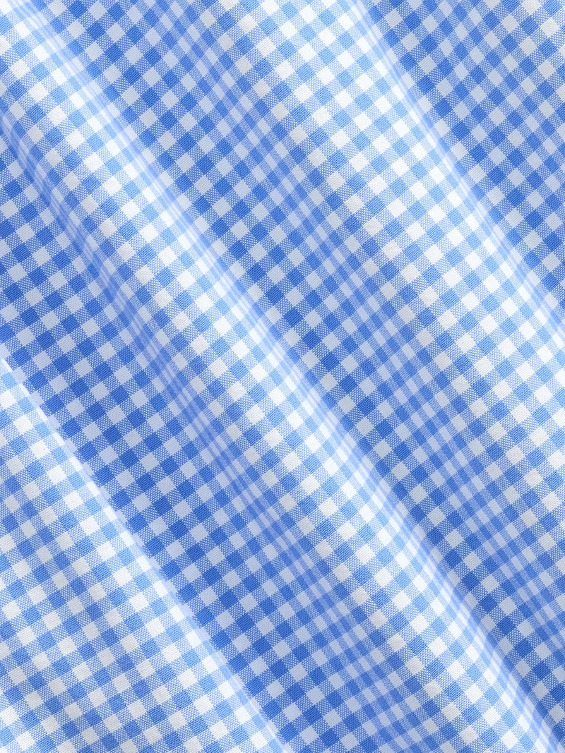 Men's Logo-Embroidered Gingham Cotton Oxford Shirt - Light Blue White 7