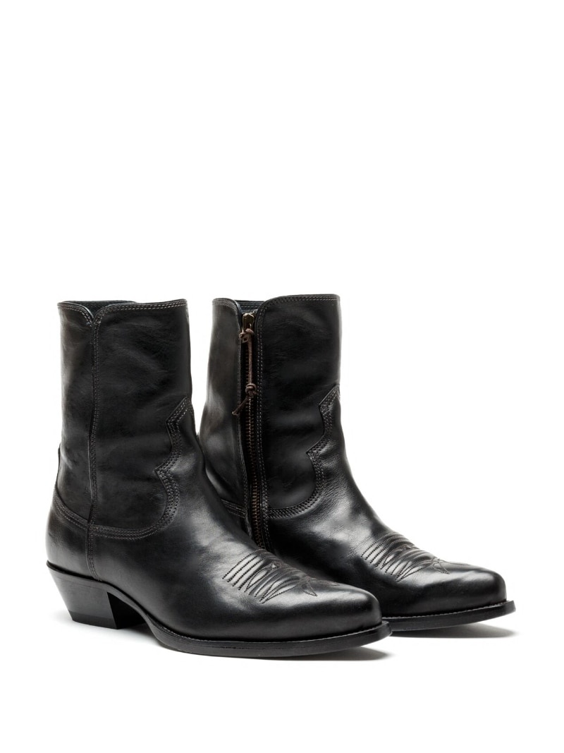 pointed-toe western leather boots - 2