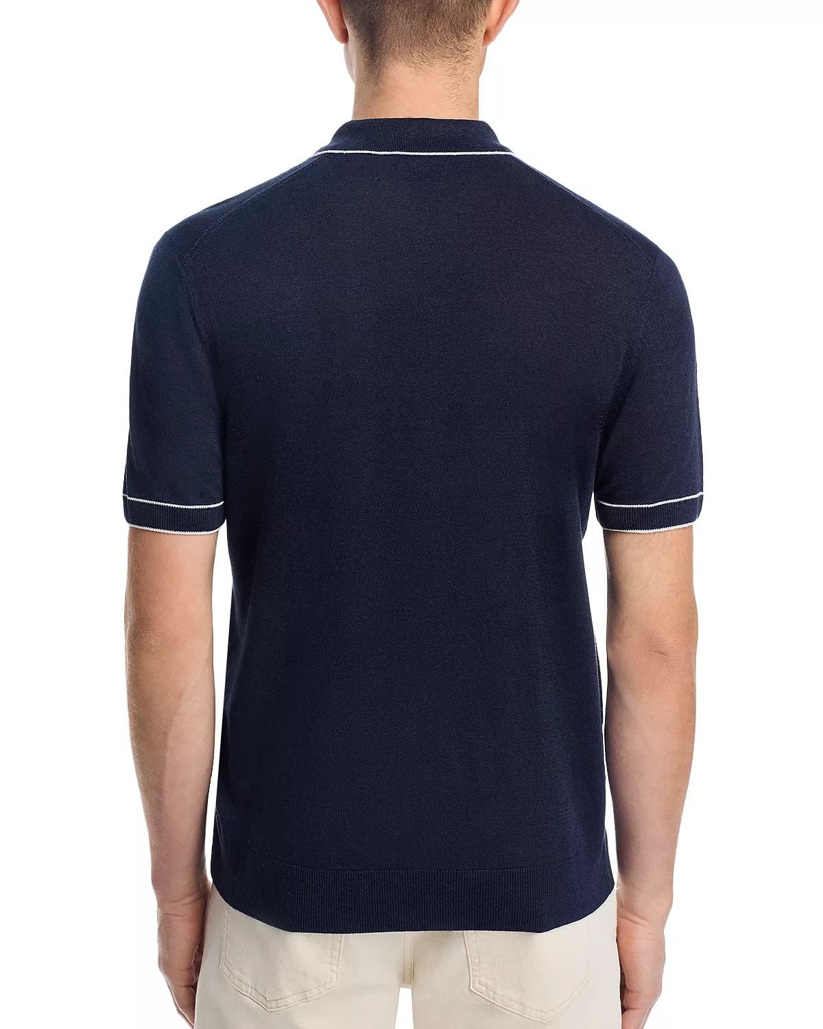 Linen Blend Knit Polo Sweater - 3