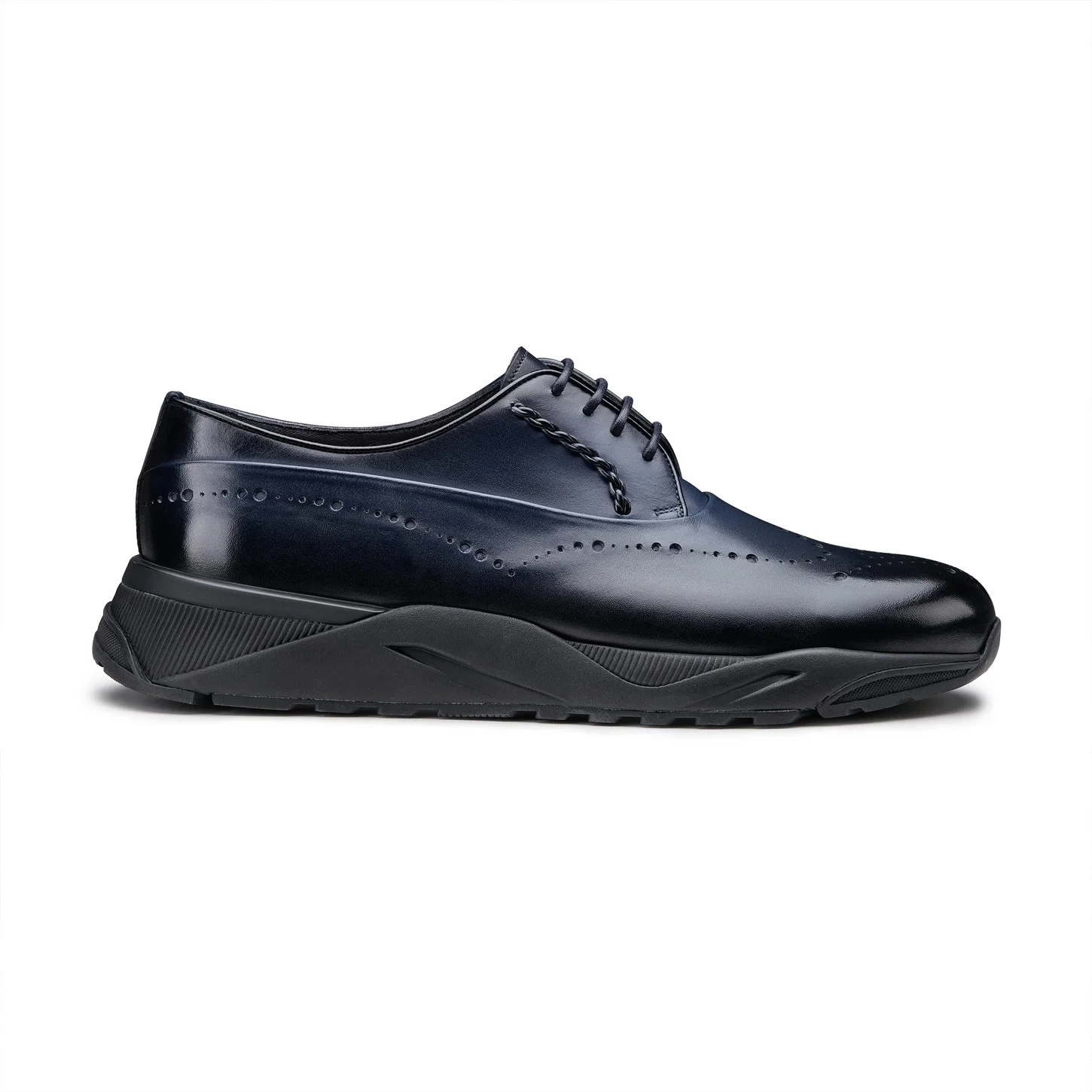 Men's blue leather Derby brogue lace-up - 1