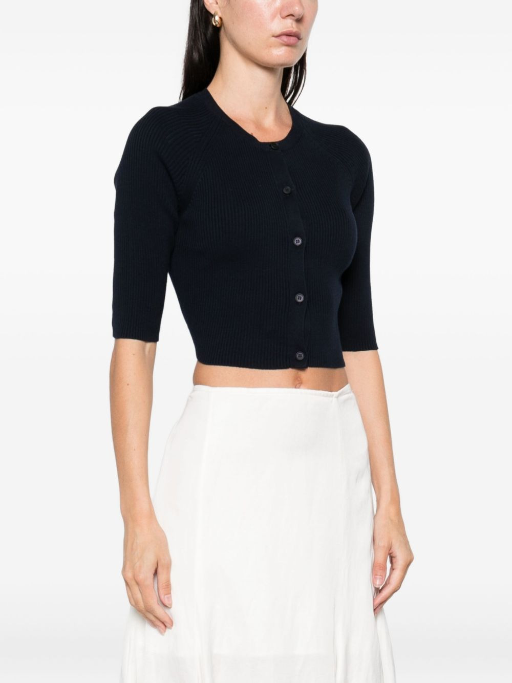 ribbed buttoned cardigan - 3