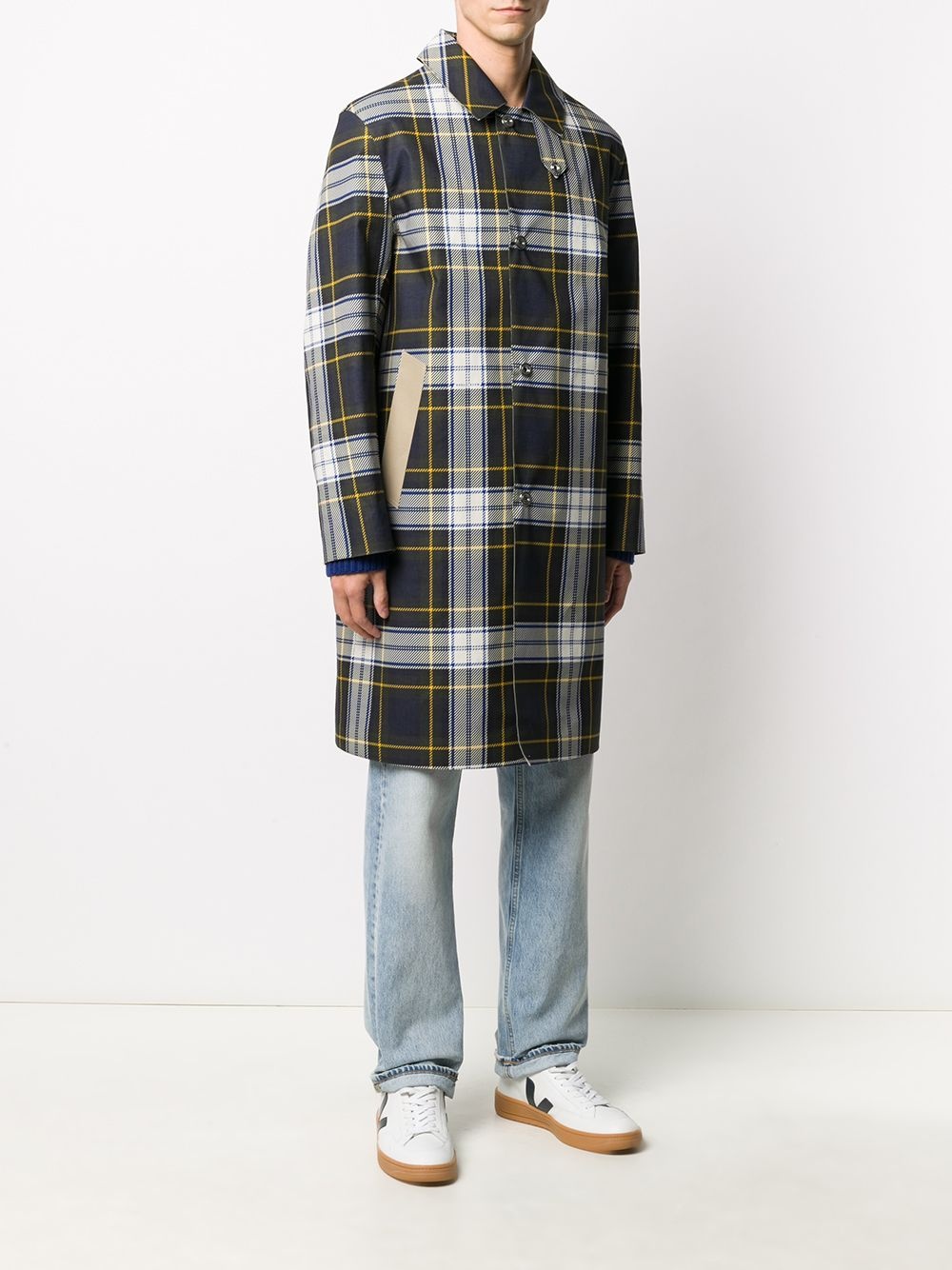 check-pattern car coat - 3