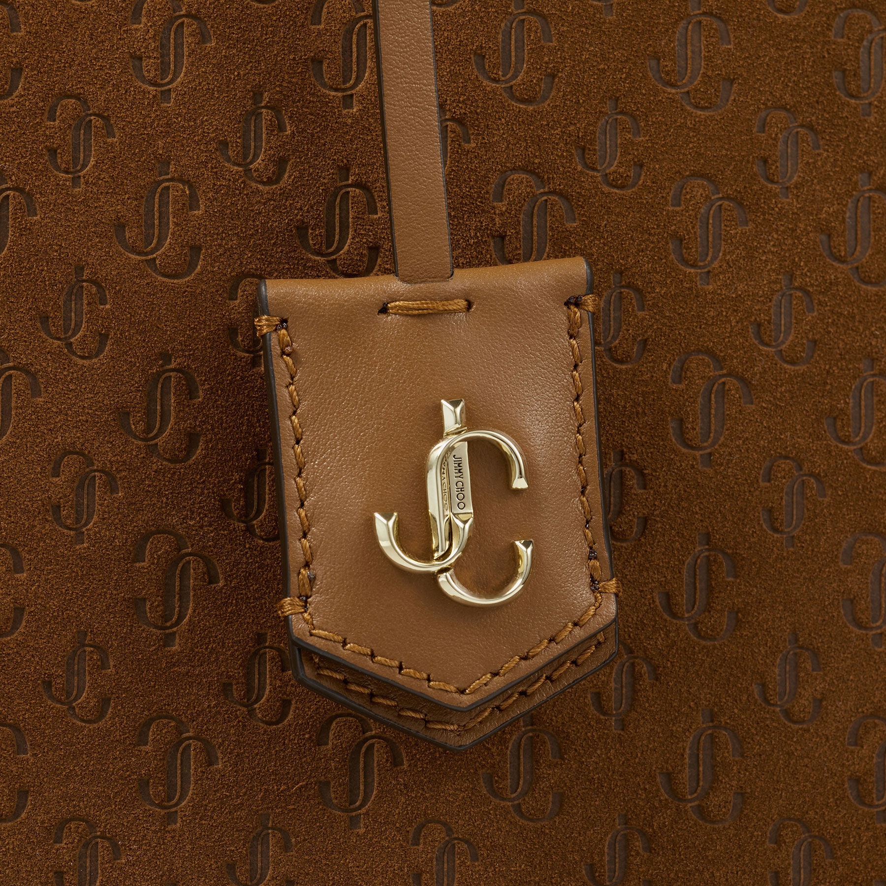 Nine2Five E/W
Dark Tan Suede Tote Bag with Embossed JC Monogram - 3