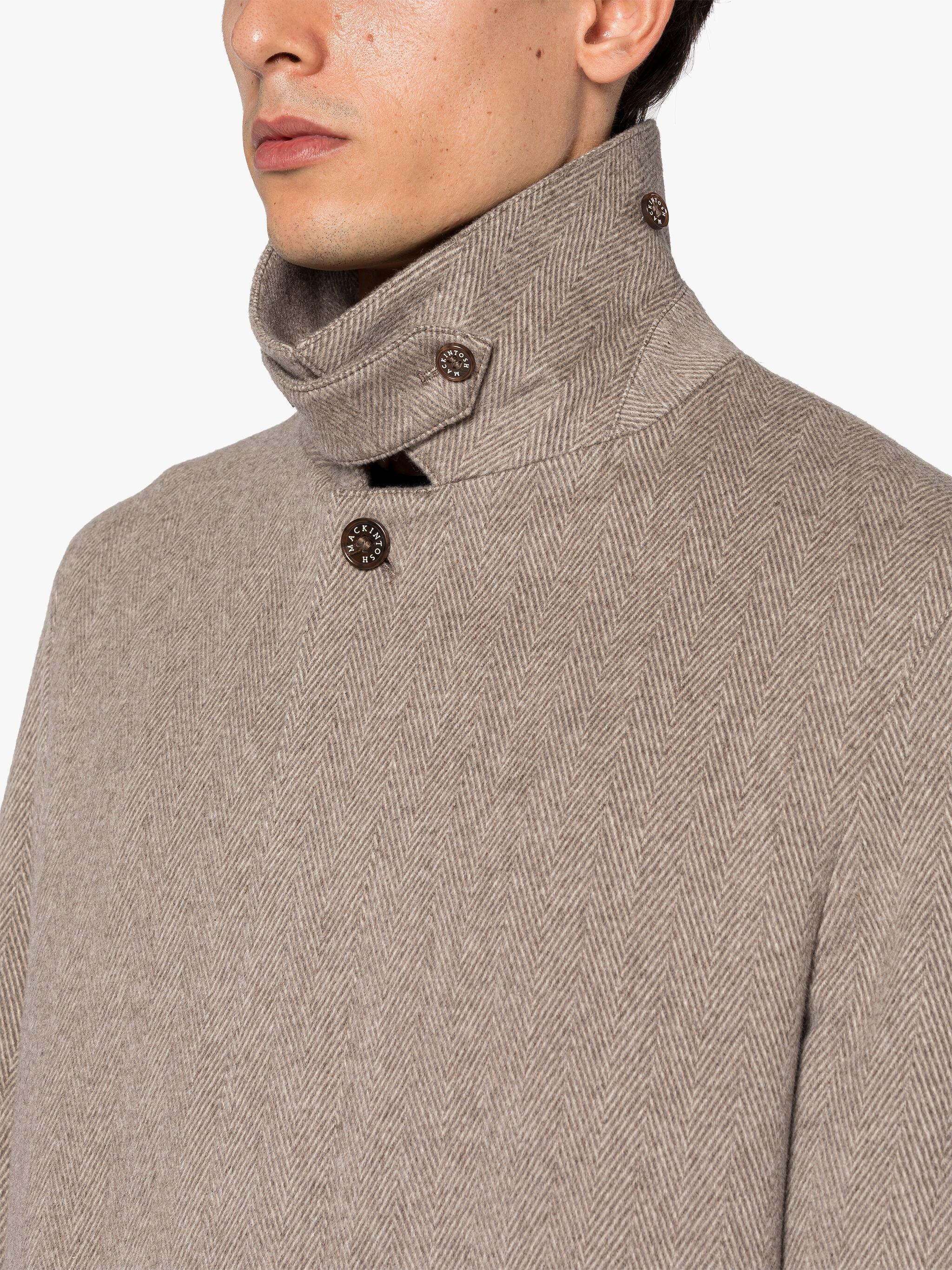 DUNKELD BEIGE HERRINGBONE CASHMERE 3/4 COAT - 5