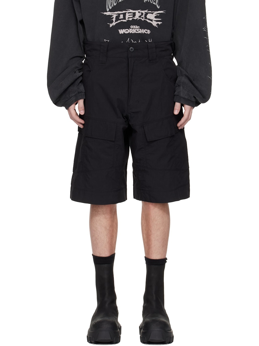 Black 'My Own Mind' Utility Shorts - 1