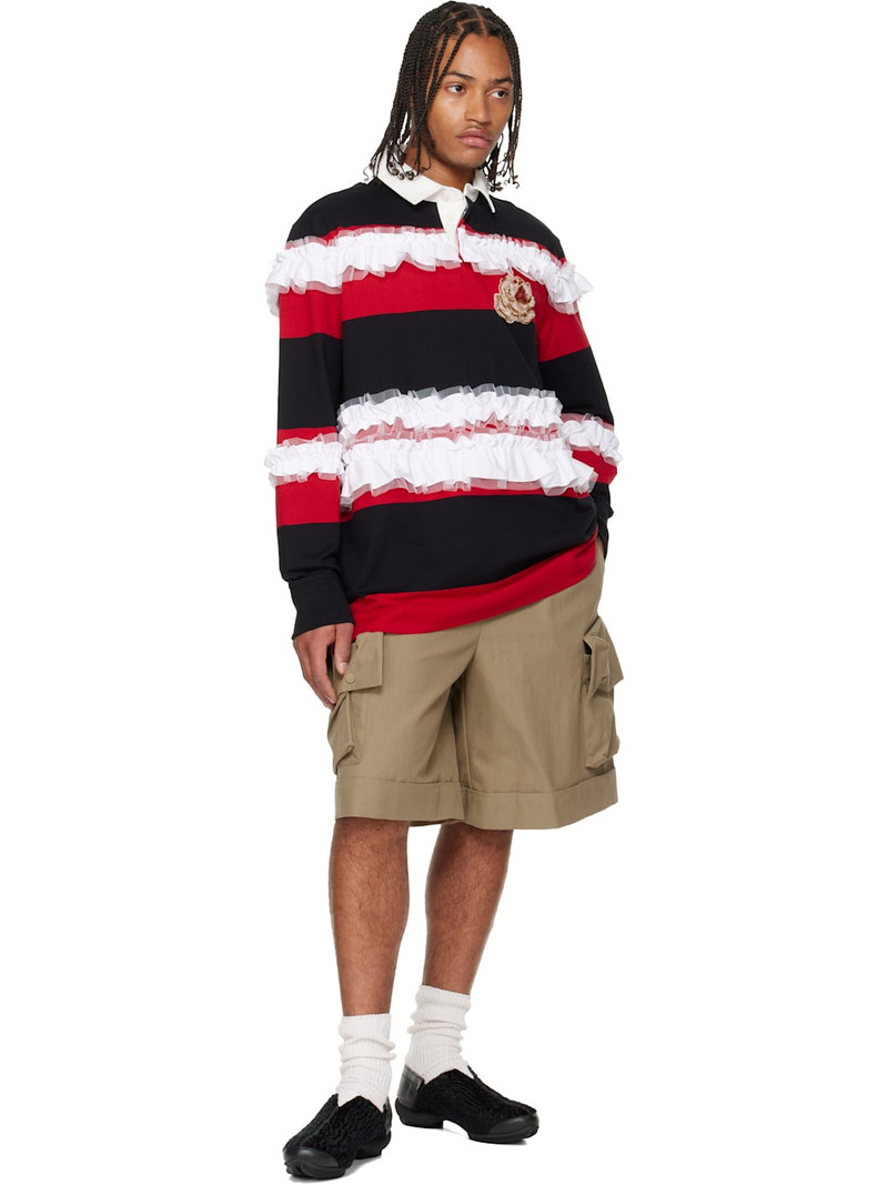 Simone Rocha Red & Black Ruffle Rugby Polo outlook