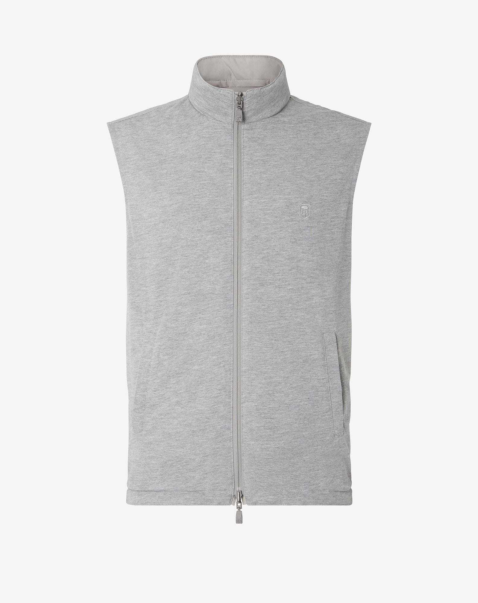 Beige reversible technical fabric waistcoat - 6