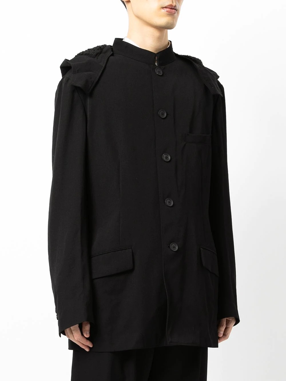 hooded button-down coat - 3