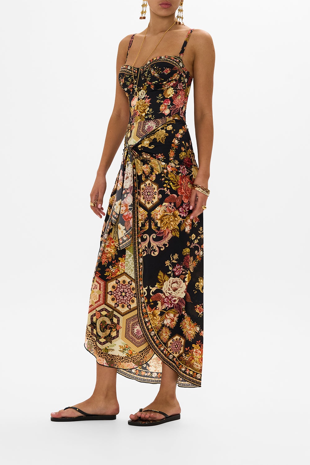 LAYERED LONG SARONG WITH FRONT TIE - 4