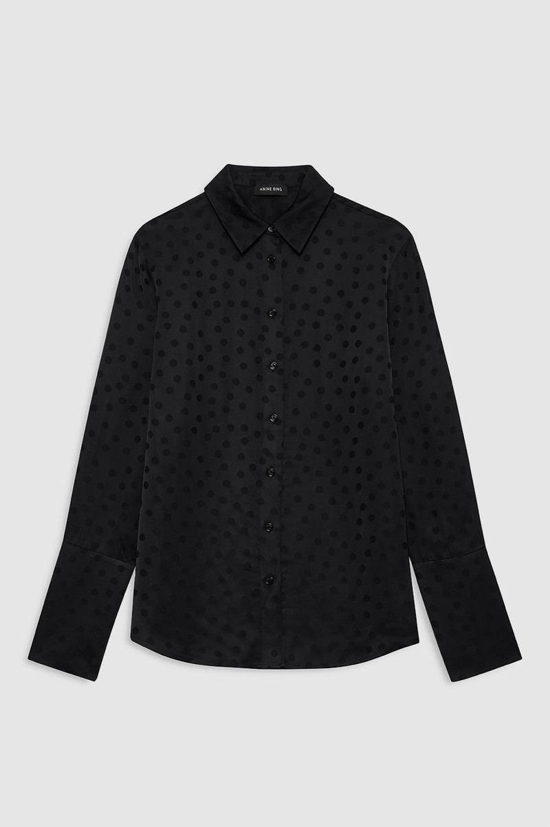 Amanda Shirt - Black Dot Jacquard 1
