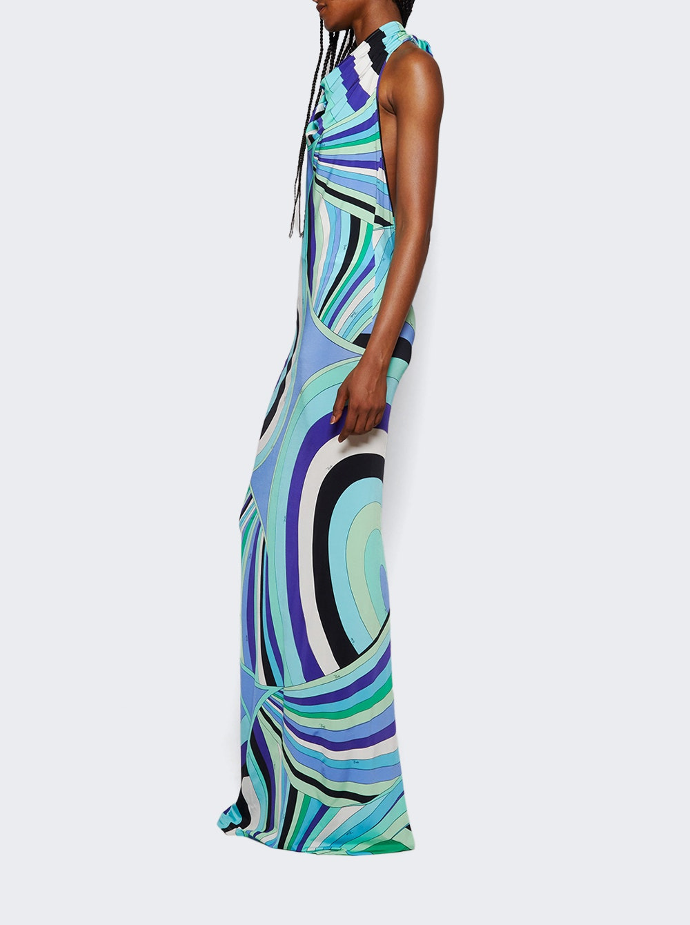 Iride Print Long Dress Verde And Lilla - 3