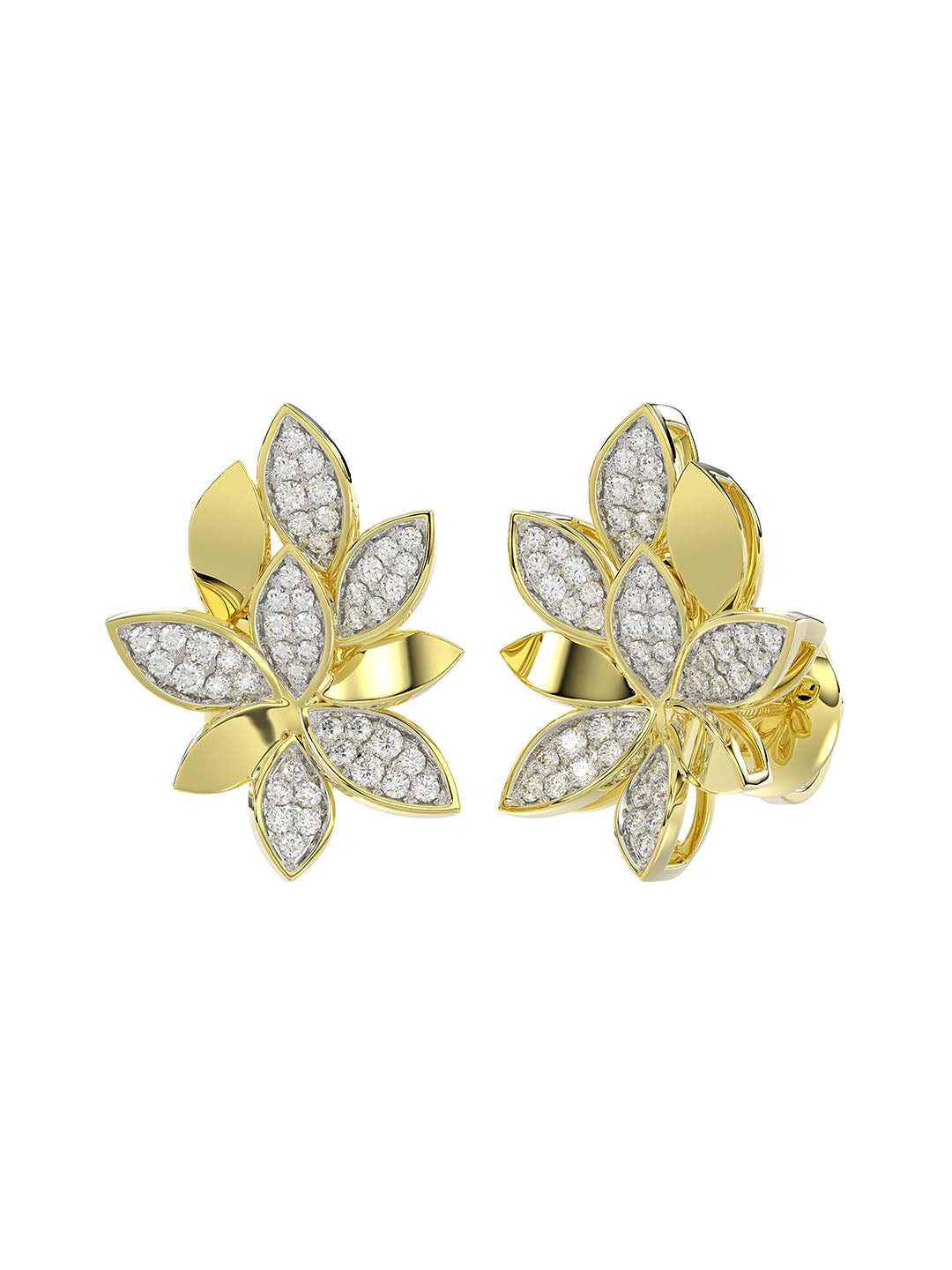 WILD FLOWER YELLOW GOLD EARRINGS - 2