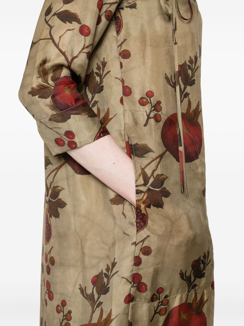 pomegranate-print tie-front midi dress - 5