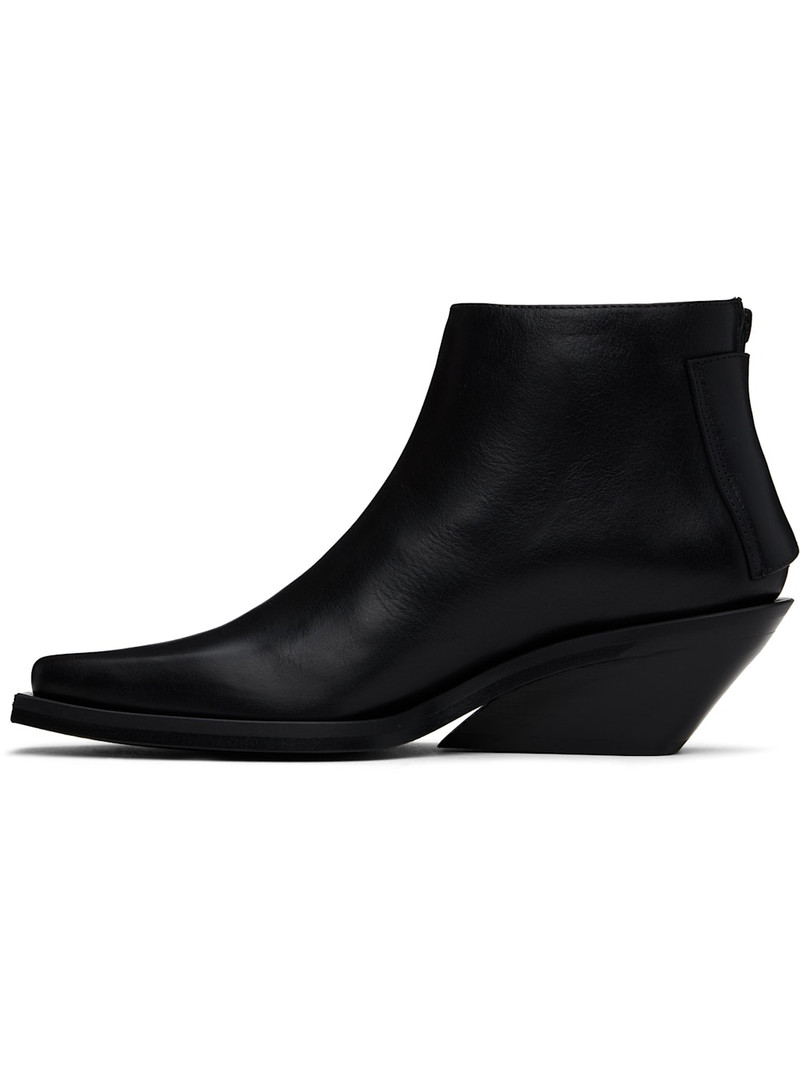 Black Kay Pointy Medium Heel Ankle Boots 3