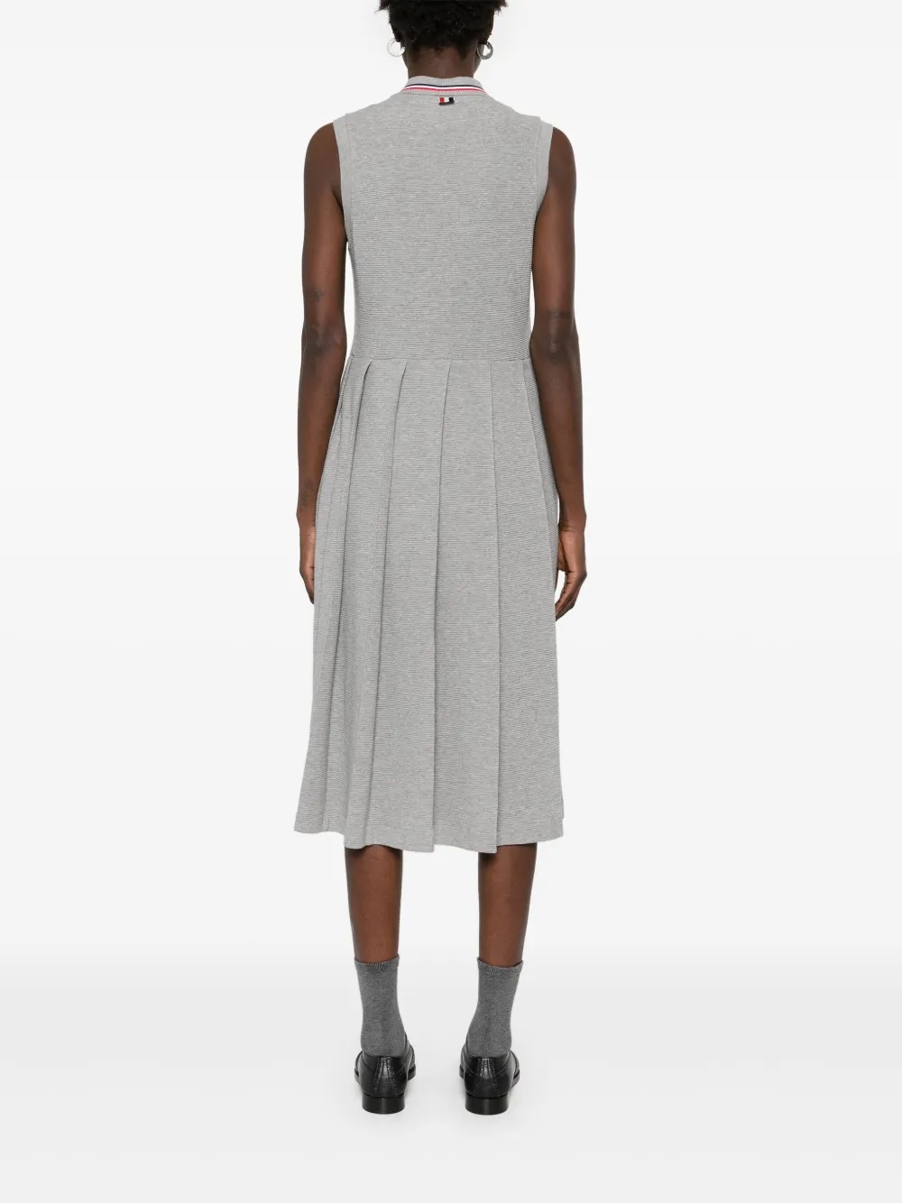 THOM BROWNE - Women Sleeveless Pleated Bottom Polo Dress - 3