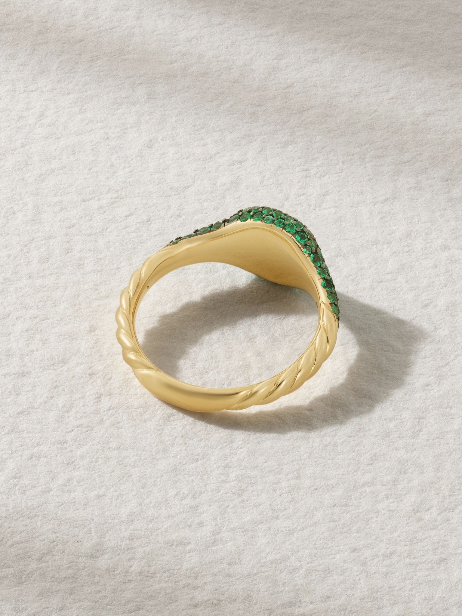 18-karat gold emerald pinky ring Gold - 3
